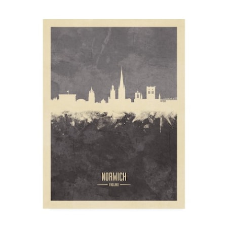 Michael Tompsett 'Norwich England Skyline Gray' Canvas Art,14x19